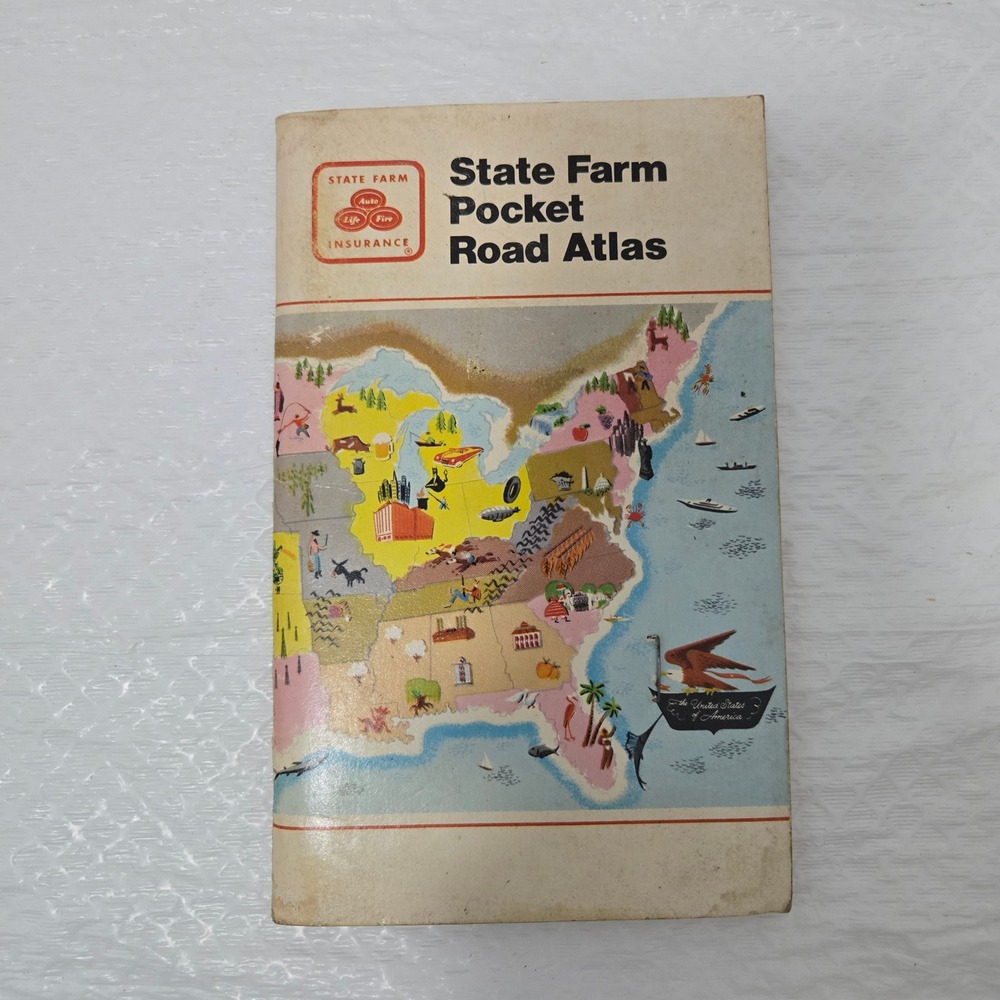 Vintage 1976 State Farm Rand McNally Pocket Road Atlas USA Canada Mexico Map